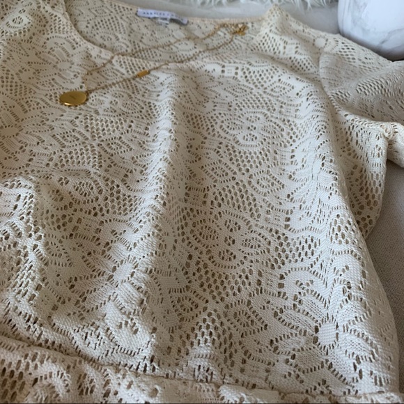 Annalee + Hope Cream Lace Crochet Peplum Top - Picture 6 of 11